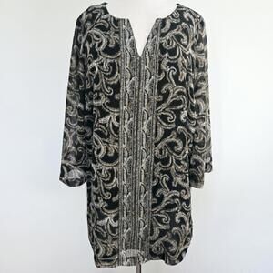 Covington Women Black and Brown 3/4 Sleeve Tunic Top Plus Size 16-18W